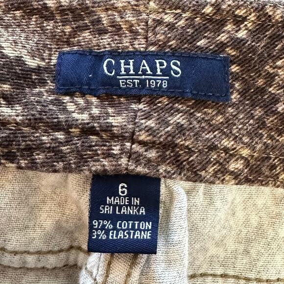 2/$15 Chaps Snakeskin Print Denim Mini Skirt Brown Pockets Size 6 - Picture 4 of 5